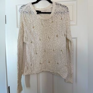 Aqua 100% Cotton Grunge Distressed Sheer Sweater